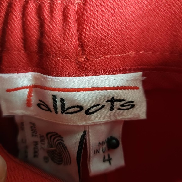 Talbots Pencil Skirt Womens Size 4 Pleat Front Knee Length Wool Red - Picture 6 of 6